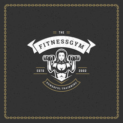 Fitness gym badge or emblem vector illustration.