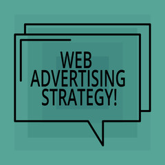 Conceptual hand writing showing Web Advertising Strategy. Business photo text uses existing social networks to promote a product Rectangular Outline Transparent Comic Speech Bubble Space
