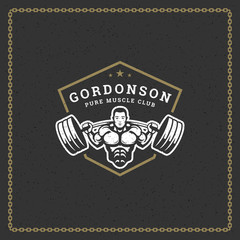 Fitness gym badge or emblem vector illustration.