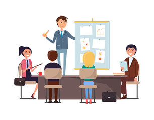 Business Seminar and Workers Listening to Boss