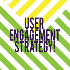 Writing note showing User Engagement Strategy. Business photo showcasing Enhancing the job perforanalysisce of individuals Diagonal Twotone Lines photo Forming Triangular Shape Copy Space