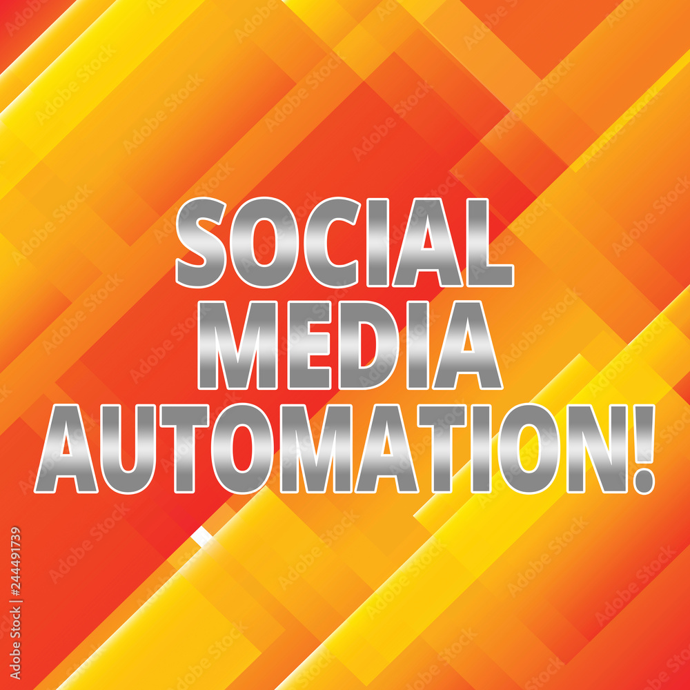 Fototapete word writing text social media automation. business concept for automation of posting content to soc
