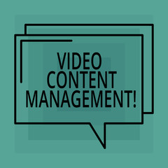 Conceptual hand writing showing Video Content Management. Business photo text assessment of an individual s is response to a product Rectangular Outline Transparent Comic Speech Bubble Space