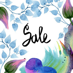 Ornament floral botanical flower. Watercolour drawing fashion aquarelle isolated. Frame border ornament square.