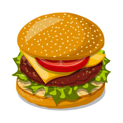 Vector illustration of burger and sandwich symbol. Set of burger and slice stock symbol for web.
