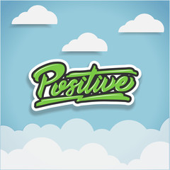 positive motivation word hand lettering paper art vector