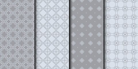 Set of modern geometric pattern. Seamless vector illustration. for wrapping, printing. Grey color