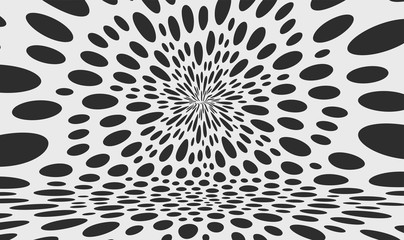 Black and white design. Chaotic particles in empty space. Dynamic background. Vector illustartion.