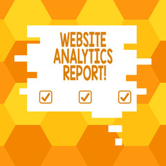 Handwriting text Website Analytics Report. Concept meaning procedures used to optimize the rank of the website Blank Color Speech Bubble in Puzzle Piece Shape photo for Presentation Ads