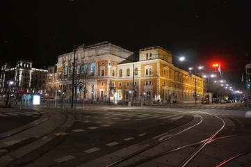 Fototapeta na wymiar Night streets of winter Vienna. Beautiful illumination.