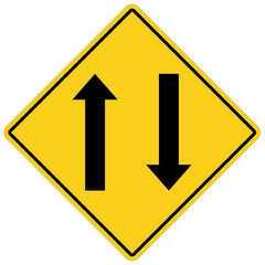 two way traffic ahead sign on white background. flat style. two way traffic sign for your web site design, logo, app, UI. two way warning symbol. traffic sign.