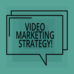 Conceptual hand writing showing Video Marketing Strategy. Business photo text integrates engaging video into marketing campaigns Rectangular Outline Transparent Comic Speech Bubble Space