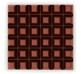 Dark chocolate bar isolated on white background