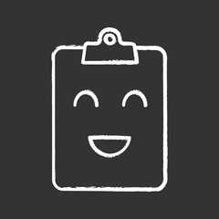 Smiling clipboard chalk icon