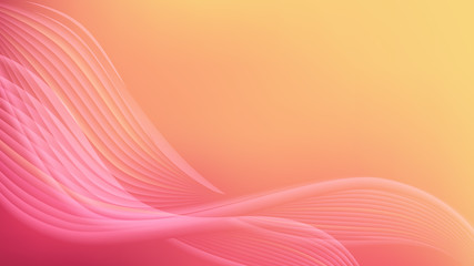Horizontal abstract color background with wavy blurred shapes. Wallpaper template is soft coral gradient. Vector illustration.