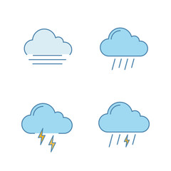 Weather forecast color icons set