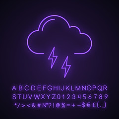 Thunderstorm neon light icon
