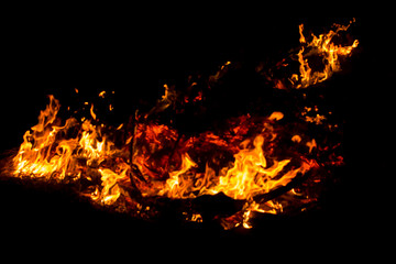 Bonfire blur silhouette Black background light. at phuket Thailand