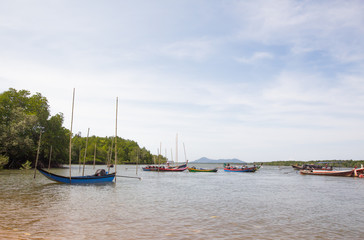 Lifestyle and atmosphere People on the Thai-Myanmar River