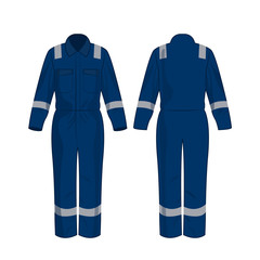 Blue work overalls with safety band isolated vector on the white background - obrazy, fototapety, plakaty