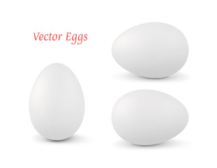 Realistic vector white 3d egg with a different position
