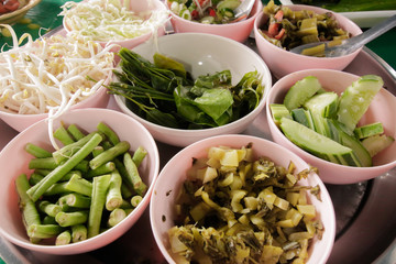 Vegetable Street Food Thai rice noodles at Ranong, Thailand