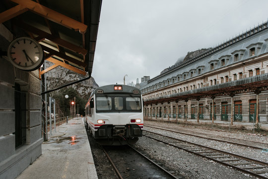 Train arriving at railway platform