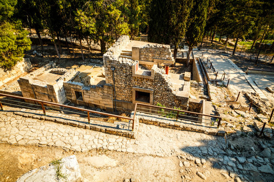 nossos palace at Crete. Knossos Palace is the largest Bronze Age archaeological site on Crete and ceremonial and political centre of the Minoan civilizatio