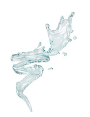 Water tornado isolated on a white. 3d illustration