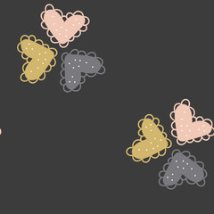 Seamless pattern with hearts and elements. Vector