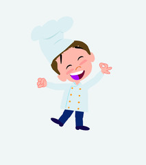 Chef exulting in happiness