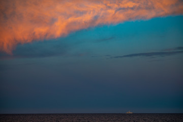 Fototapeta na wymiar superyacht in navigazione at sunset