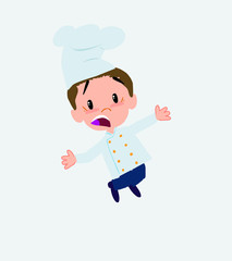 Chef jumping terrified.