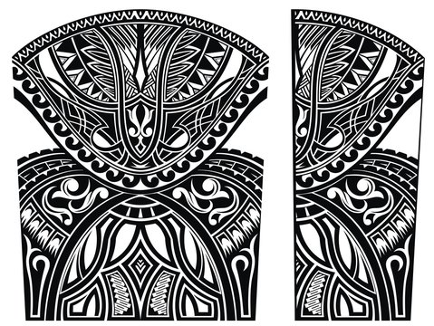 Set of Maori style ornaments. Body tattoo 