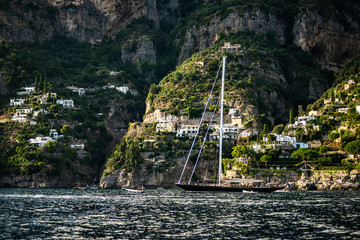 Super sailing yacht  at anchor at Capri Island