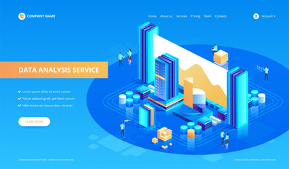 Data analysis service isometric abstract vector illustration.