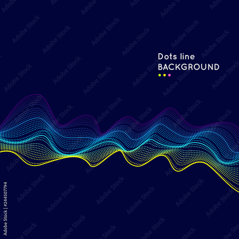 Fototapete vector dynamic background with waves of dots and lines.