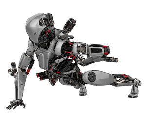 Fototapeta premium mega robot super drone in a white background