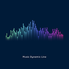 Abstract vector element for music design with equalizer. The dynamic line