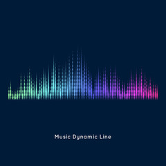 Abstract vector element for music design with equalizer. The dynamic line