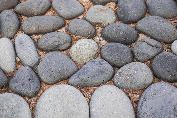Round beach pebbles path