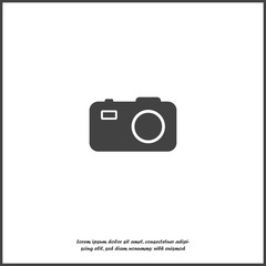 Vector illustration of a digital camera. Retro camera icon on white isolated background.