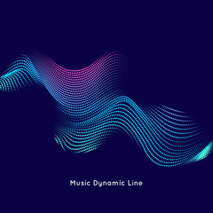 Vector illustration with musical waves from points. Modern design with dynamic elements