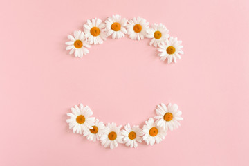 Wreath made of white chamomile flowers 