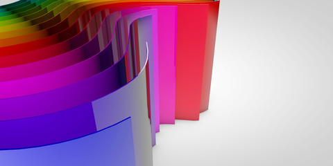 Abstract rainbow flowing curved lines background. 3D Rendering