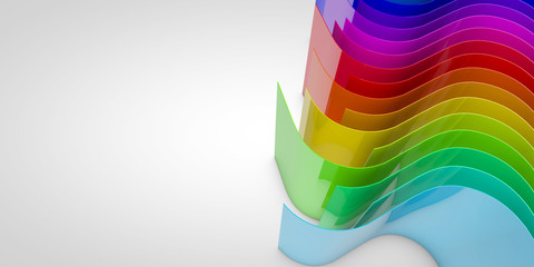 Abstract rainbow flowing curved lines background. 3D Rendering