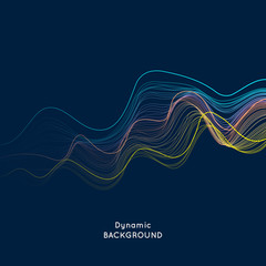Vector illustration with musical waves from points. Modern design with dynamic elements