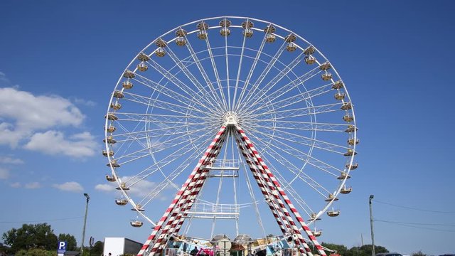Giant ferris wheel with clear blue sky, Honfleur, Normandy, France
