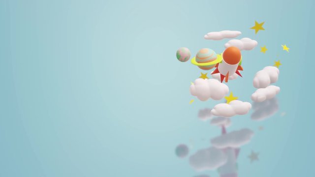 A 3d space rocket footage for science content.