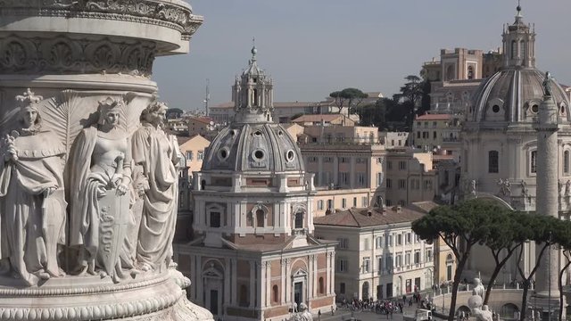 Statues, Vittoriano Monument and churches, Rome, Italy